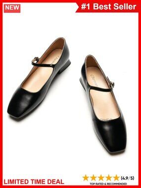 Mary Jane Ballet Flats Square Toe Memory Foam Dressy Shoes